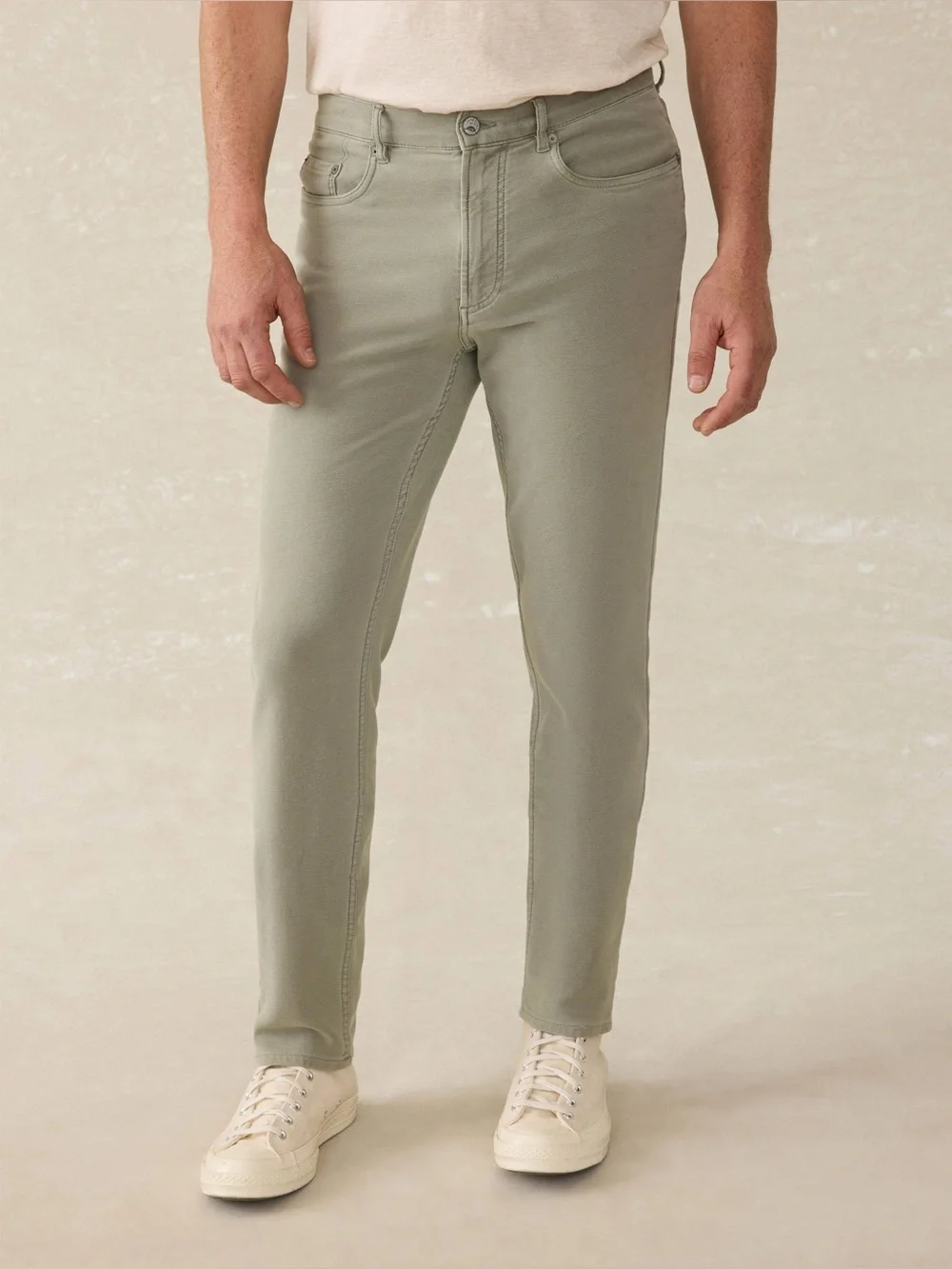 Men’s Faherty Stretch Terry 5 Pocket Green Pants Size 31x28